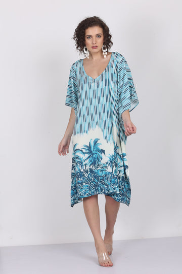 Tropical Grace – Palm Print Digital Kaftan
