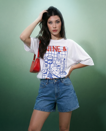 Women White Printed Oversized T-shirts