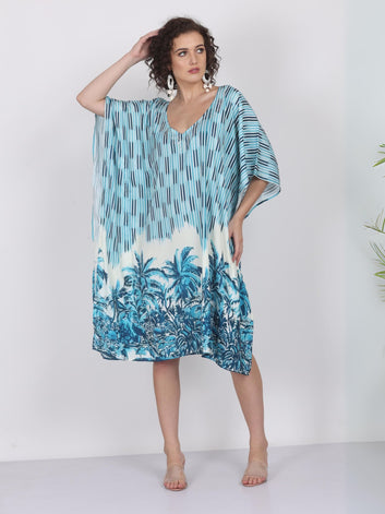 Tropical Grace – Palm Print Digital Kaftan