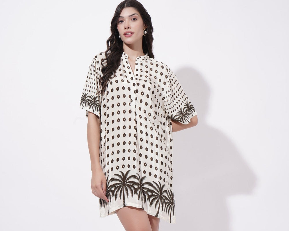 Palm Noir Short Dress