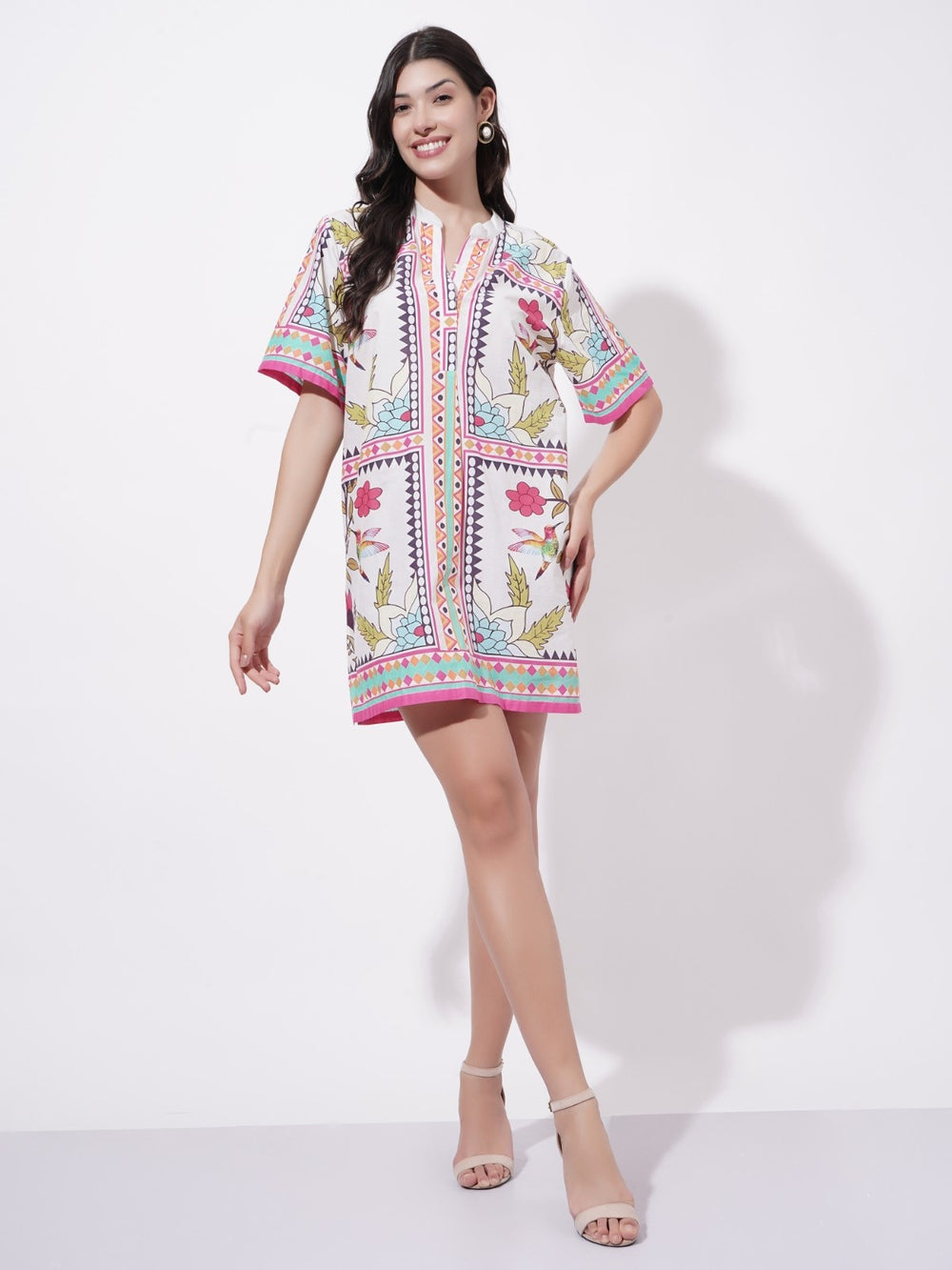 Mughal Inspired Women's Cotton Short Dress