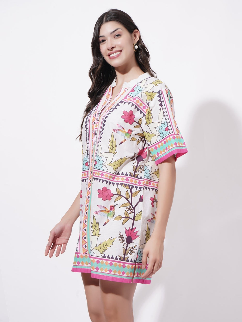 Mughal Inspired Women's Cotton Short Dress