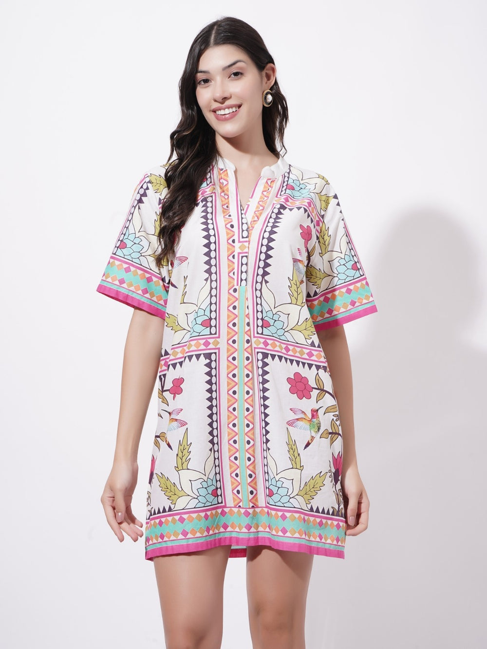 Mughal Inspired Women's Cotton Short Dress