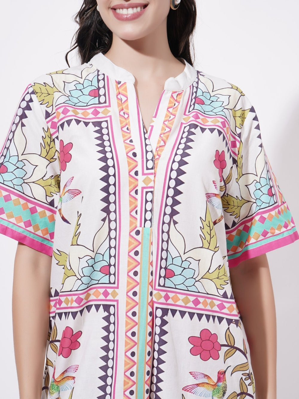 Mughal Inspired Women's Cotton Short Dress