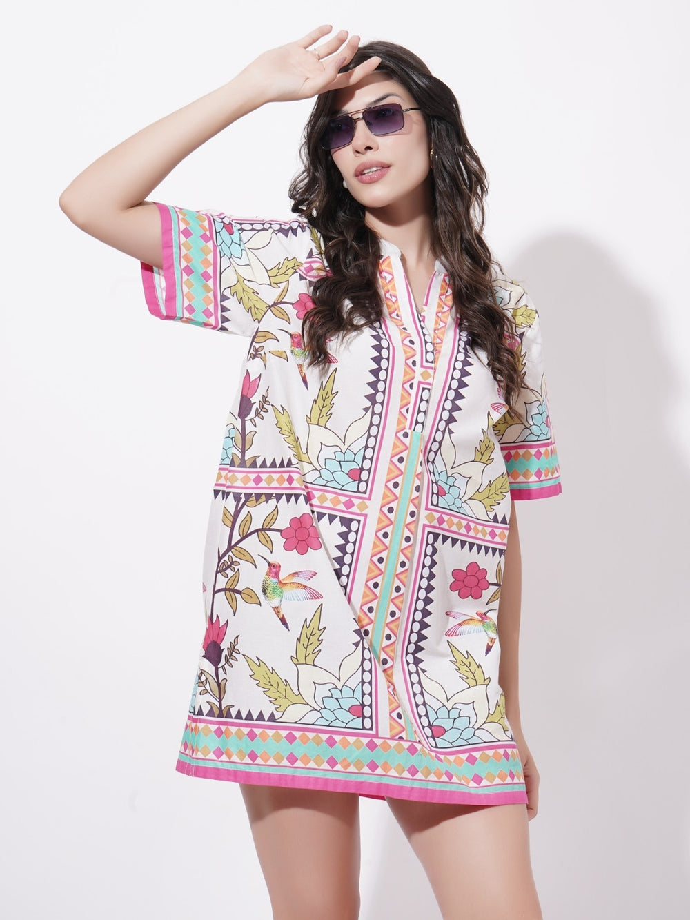 Mughal Inspired Women's Cotton Short Dress