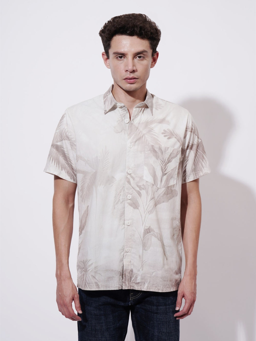 Palm Whisper Digital Printed Poplin Shirt