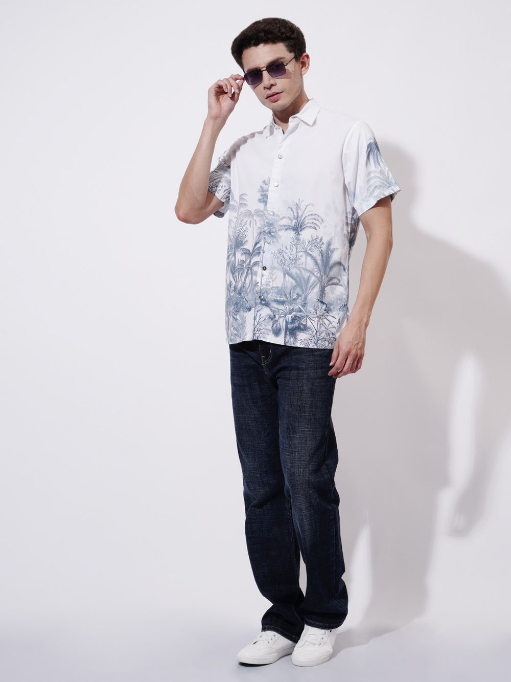 Palm Whisper Digital Printed Poplin Shirt