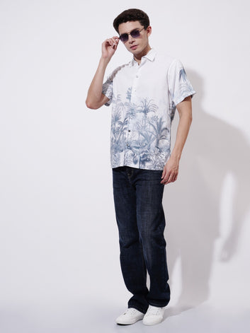 Palm Whisper Digital Printed Poplin Shirt