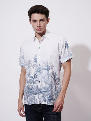 Palm Whisper Digital Printed Poplin Shirt