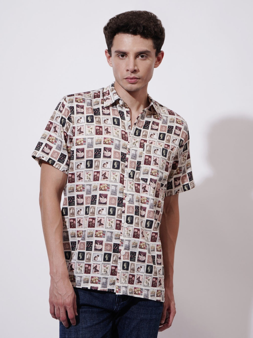 Retro Port Digital Printed Rayon Shirt