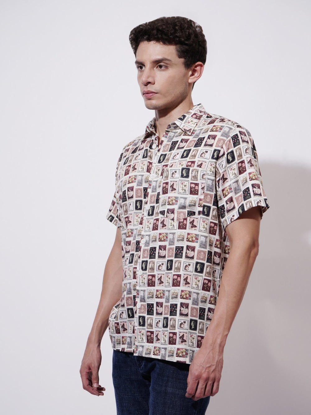 Retro Port Digital Printed Rayon Shirt