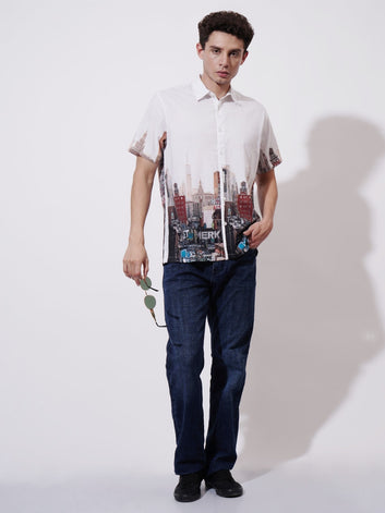 Manhattan Muse Digital Printed Poplin Shirt