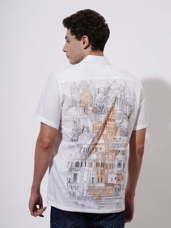 Echoes of Kashi Digital Printed Poplin Shirt