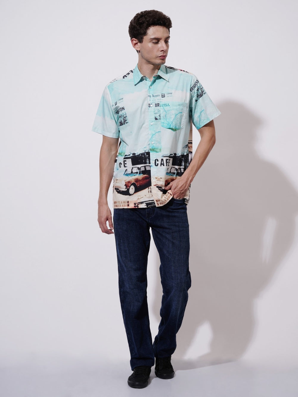 Roadster Digital Printed Poplin Shirt