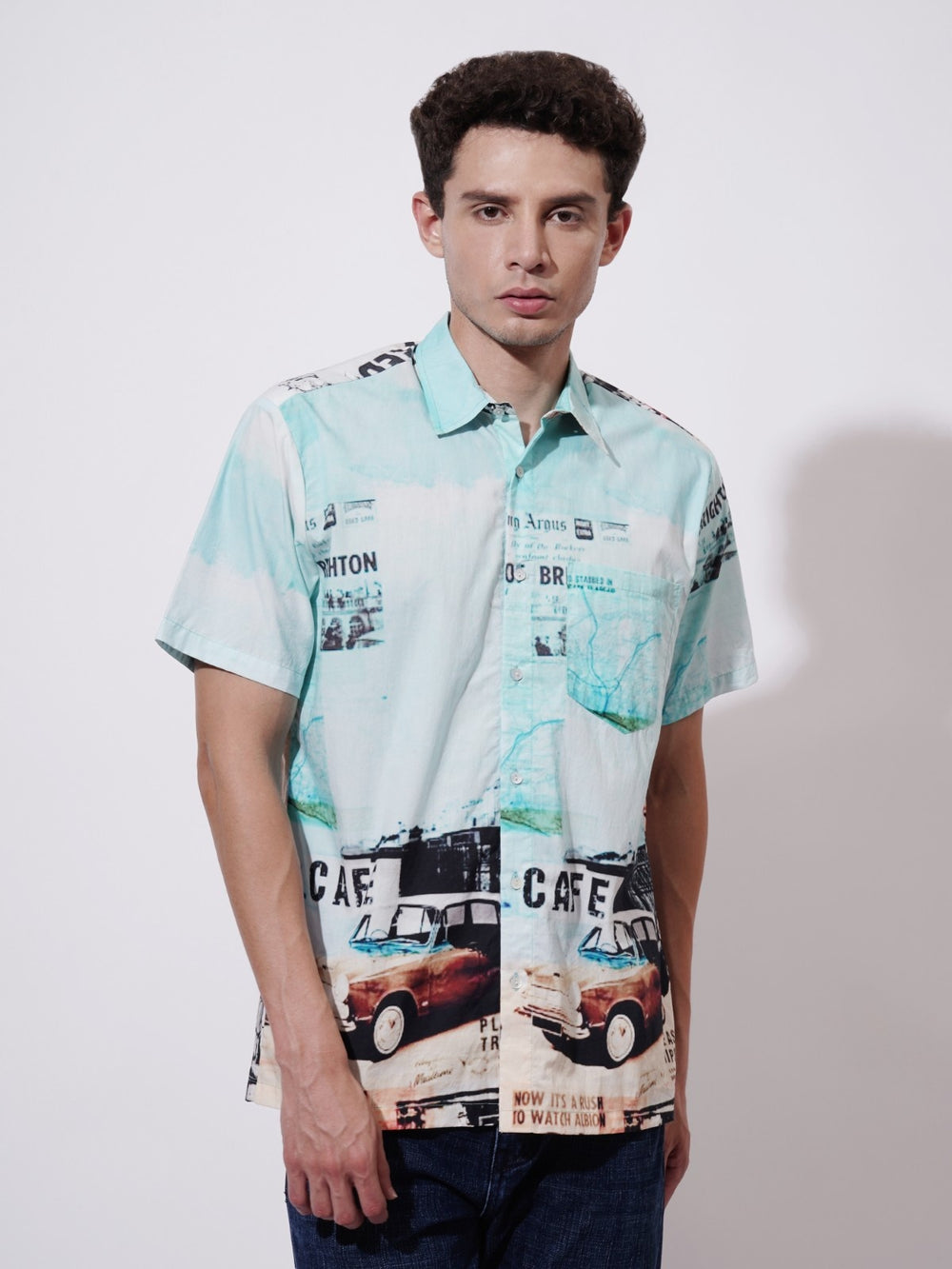 Roadster Digital Printed Poplin Shirt