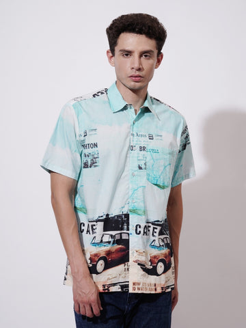 Roadster Digital Printed Poplin Shirt
