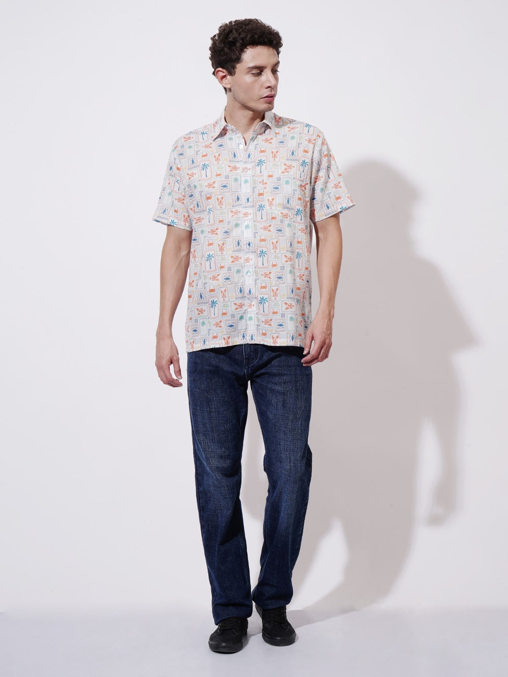 Collage de palm Digital Printed Rayon Shirt