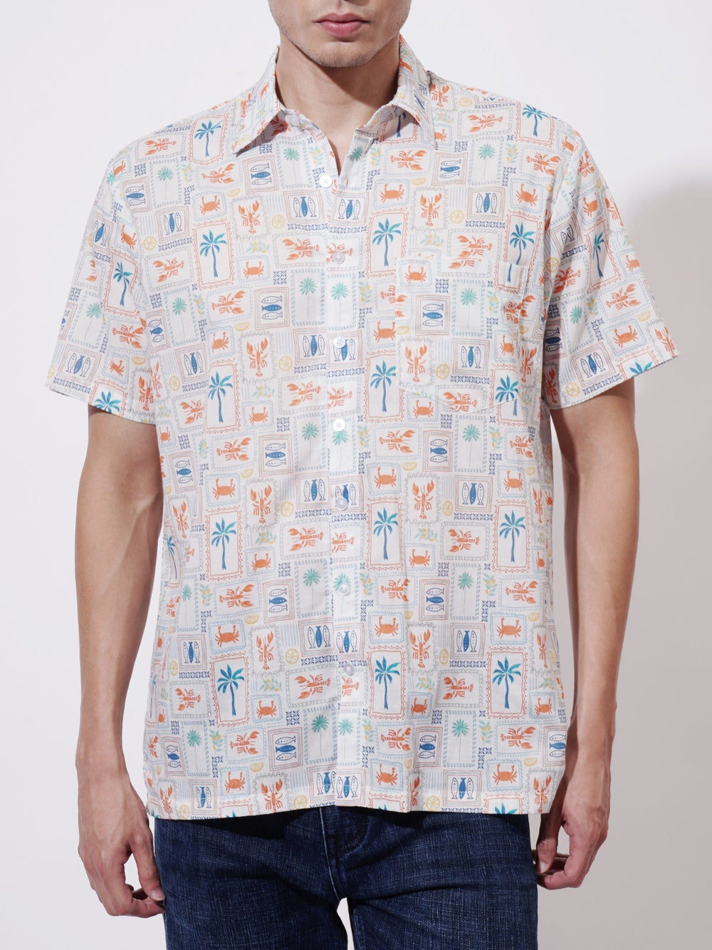 Collage de palm Digital Printed Rayon Shirt