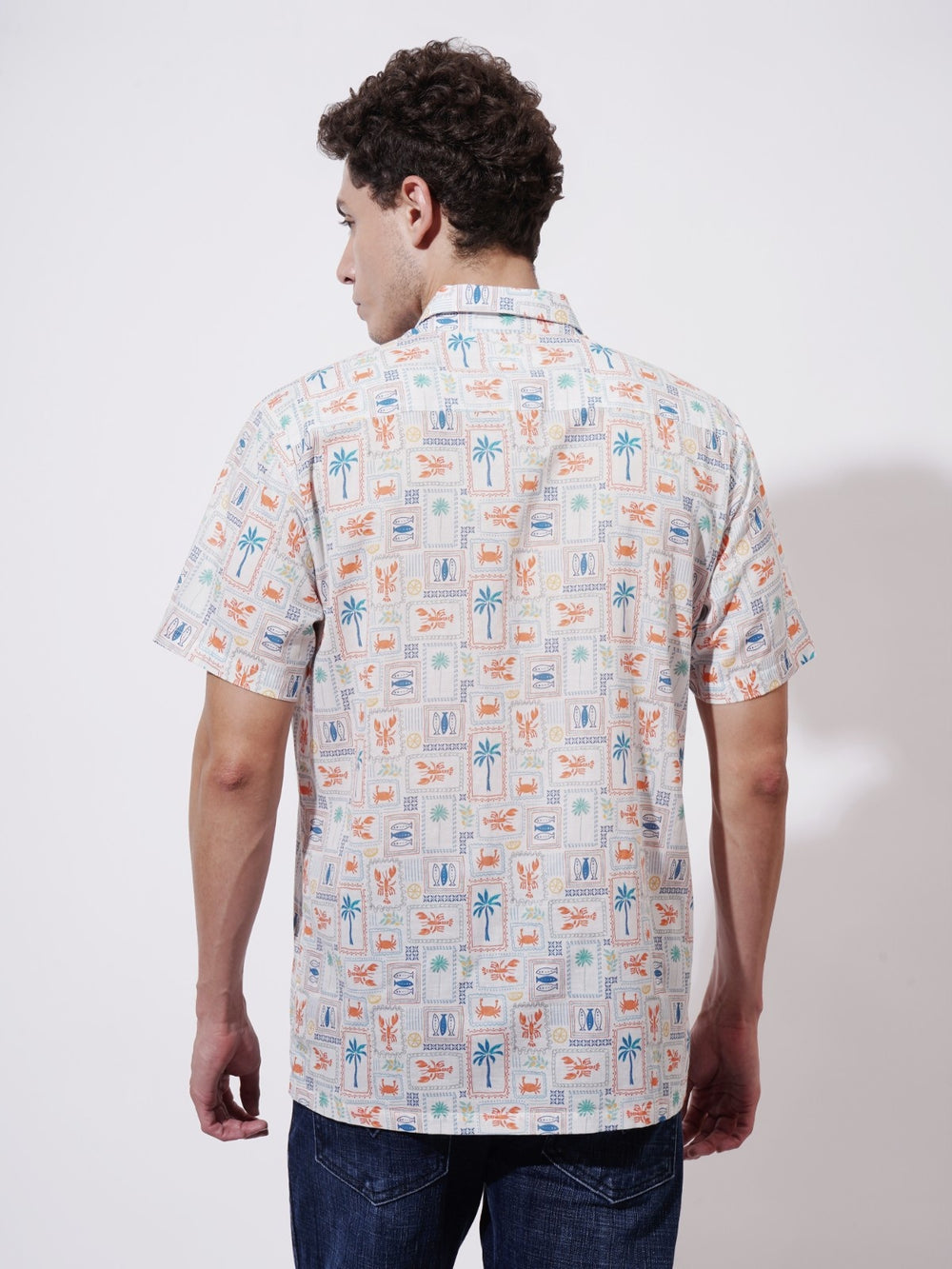 Collage de palm Digital Printed Rayon Shirt